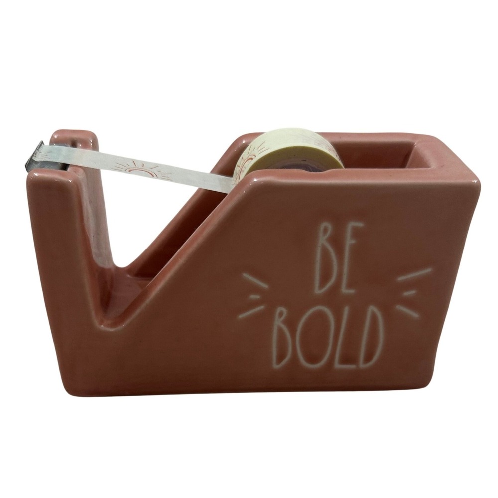 Rae Dunn Be Bold Ceramic Tape Dispenser Terracotta Pink Artisan Collection